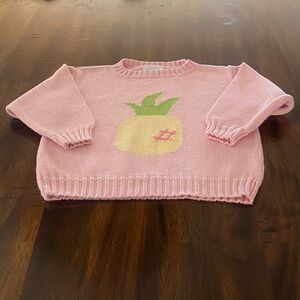 Little English Intarsia Pink Sweater with Pineapple Design